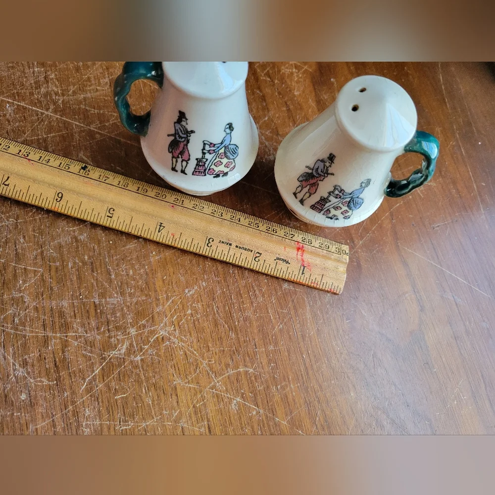 Vintage Salt & Pepper Shakers Crackled Glaze